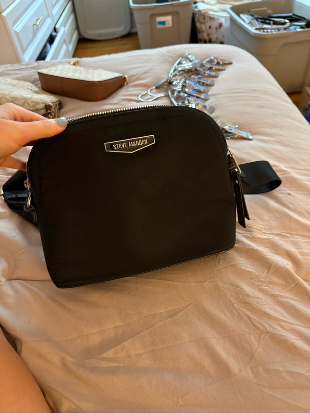 Steve Madden Black Nylon Crossbody Belt Bag